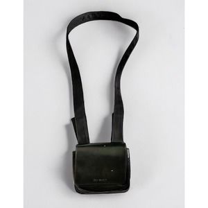 Enzo Angiolini Mini crossbody Purse Bag black Leather Envelope Small Wallet y2k